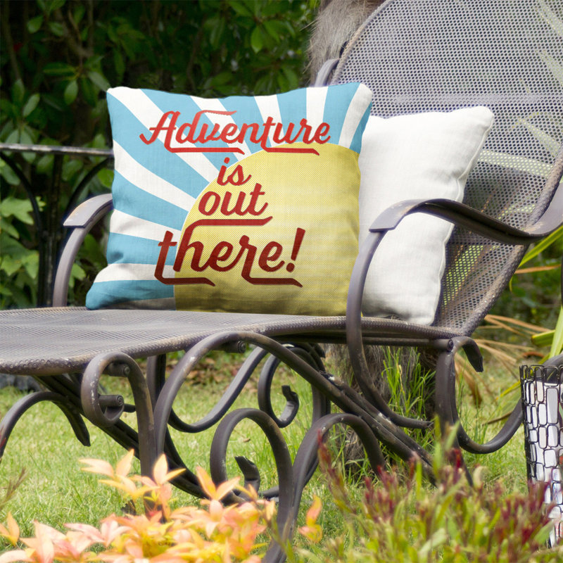 Outdoor Reversible Throw Pillow, 18" x 18", Blue/Yellow