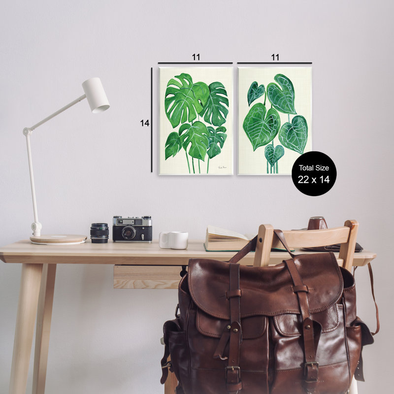 Ensemble de 2 plaques murales en plein essor «Monstera Leaves» par Farida Zaman