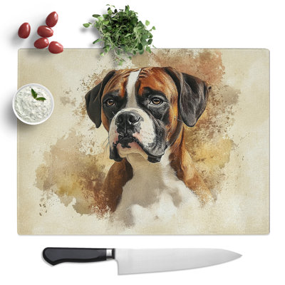 Boxer Dog Vol.3  Glass Chopping Board