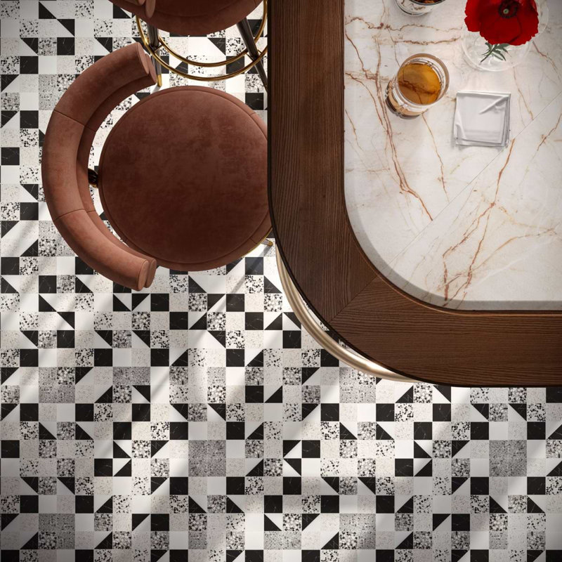 Elizabeth Sutton Artem Mosaic Tile, Pica Black;White