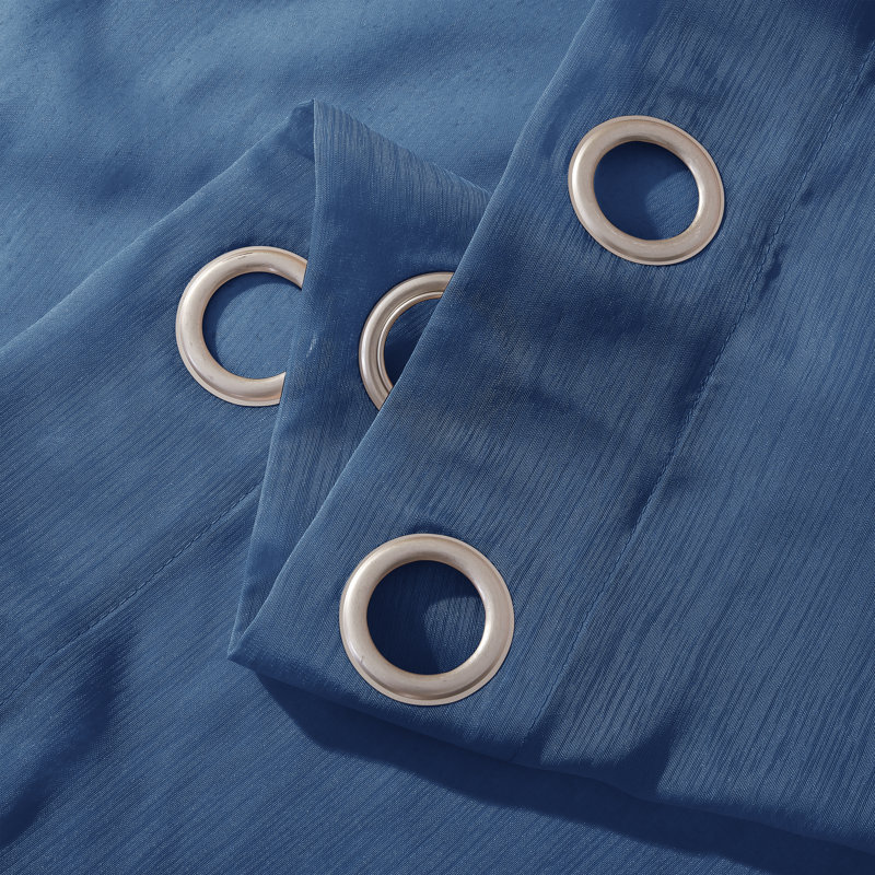 Paire de rideaux semi-transparents en polyester Makeira, Bleu, 2 panneaux