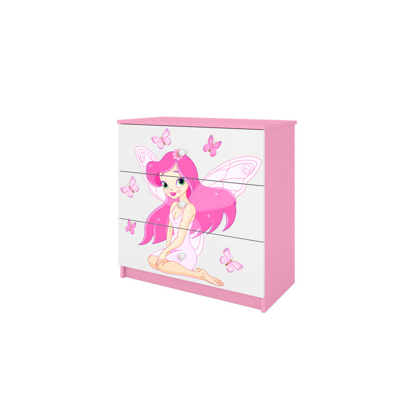 Cicero Kids 3 - Drawer Chest, Pink/White