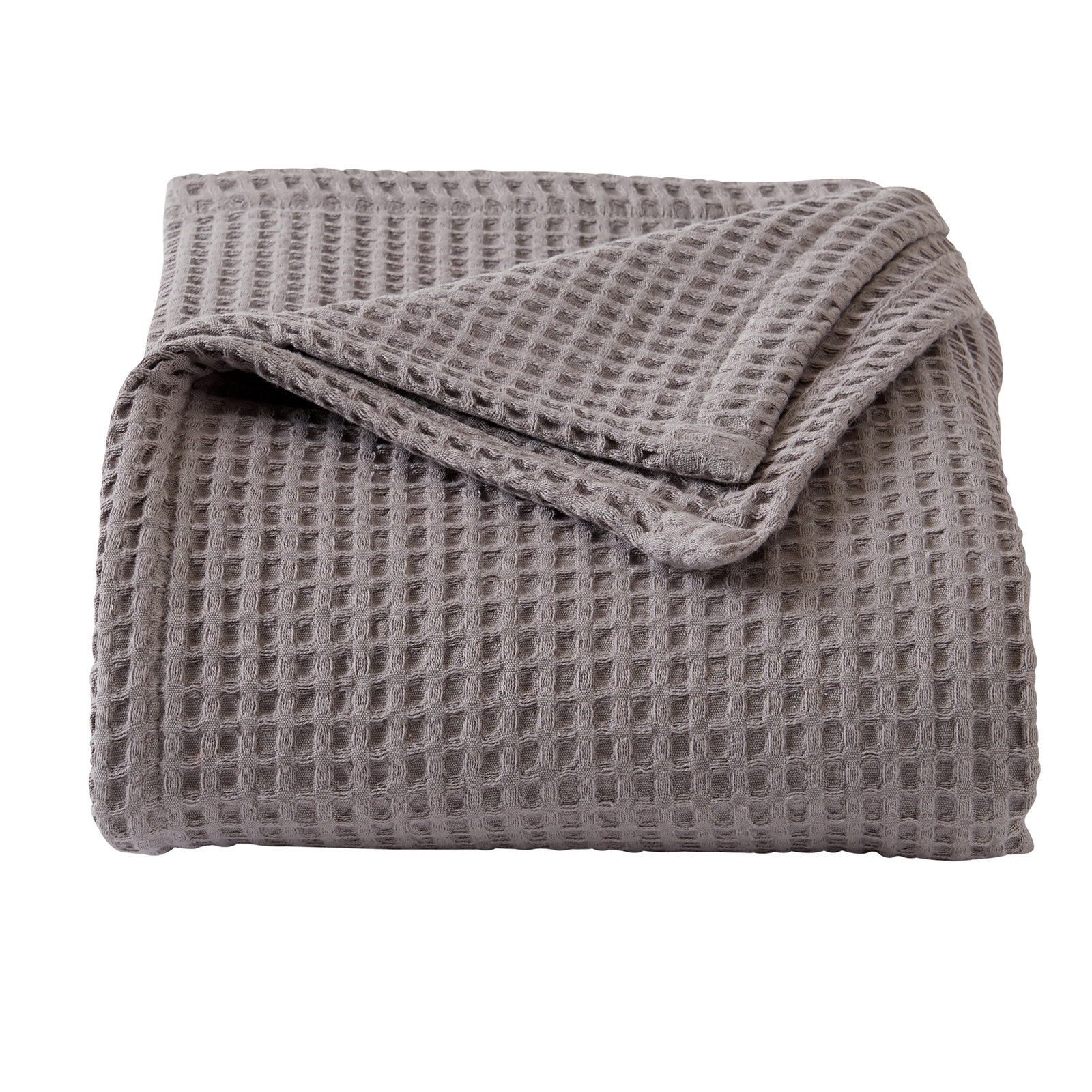 Vila Cotton Waffle Throw Blanket, Charcoal, King