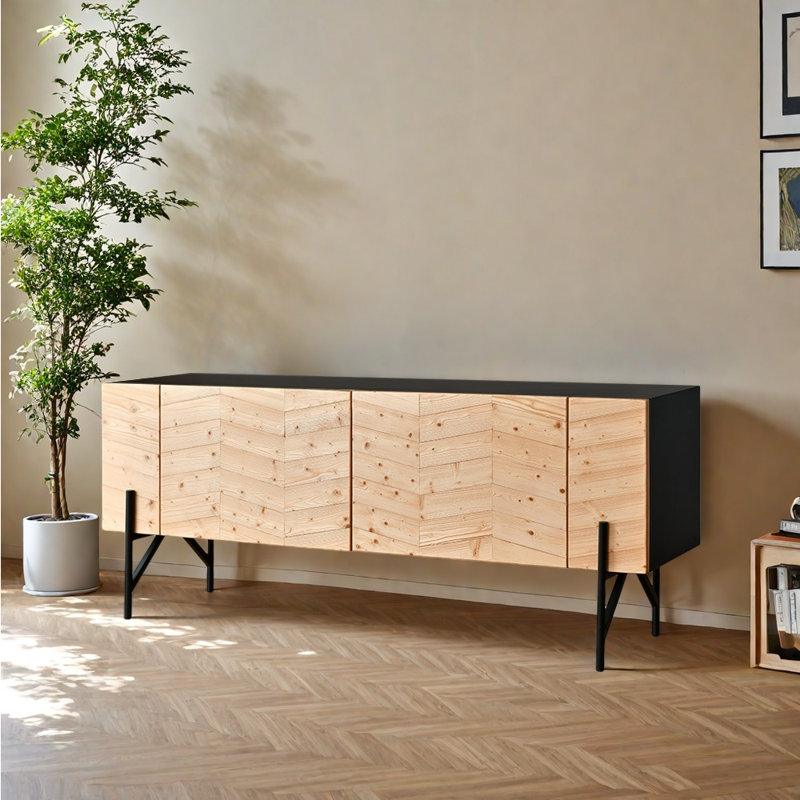 Meuble télé à pieds hauts de style moderne, 70.87"