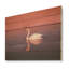 Corail, cygne au crépuscule - cygnes, art sur bois de pin naturel-1092084227