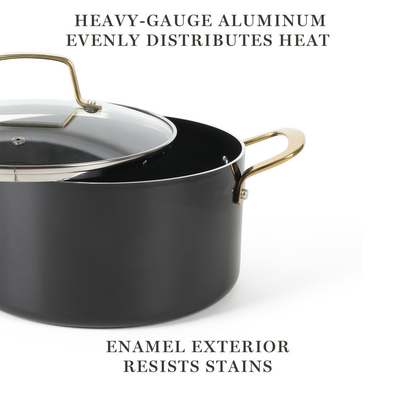Martha Stewart 14-Piece Black and Gold Non-Stick Aluminum Cookware Set