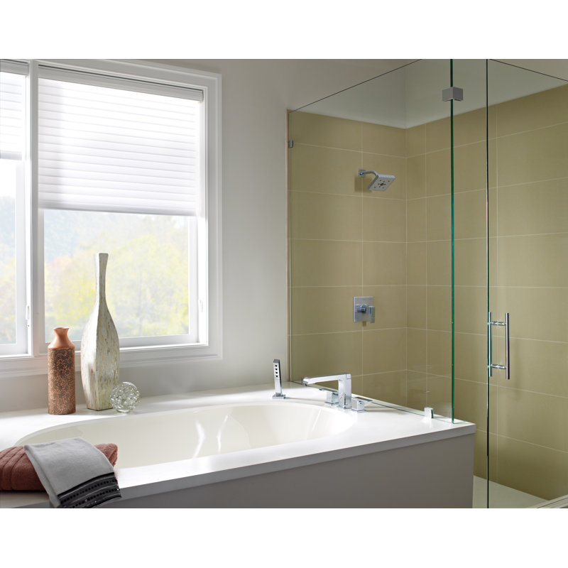 Ara Double Handle Deck Mounted Roman Tub Faucet Trim with Handshower, Chrome