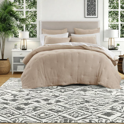 Soft Bedding Sets, Cotton Gauze Full Queen Embroidered, Modern Home