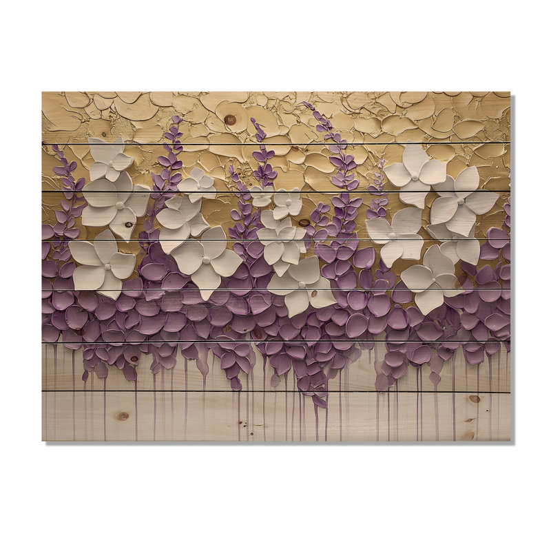 Wildflower Pure Cream Bloom II - Décoration murale en bois de fleurs sauvages - sur bois de pin naturel