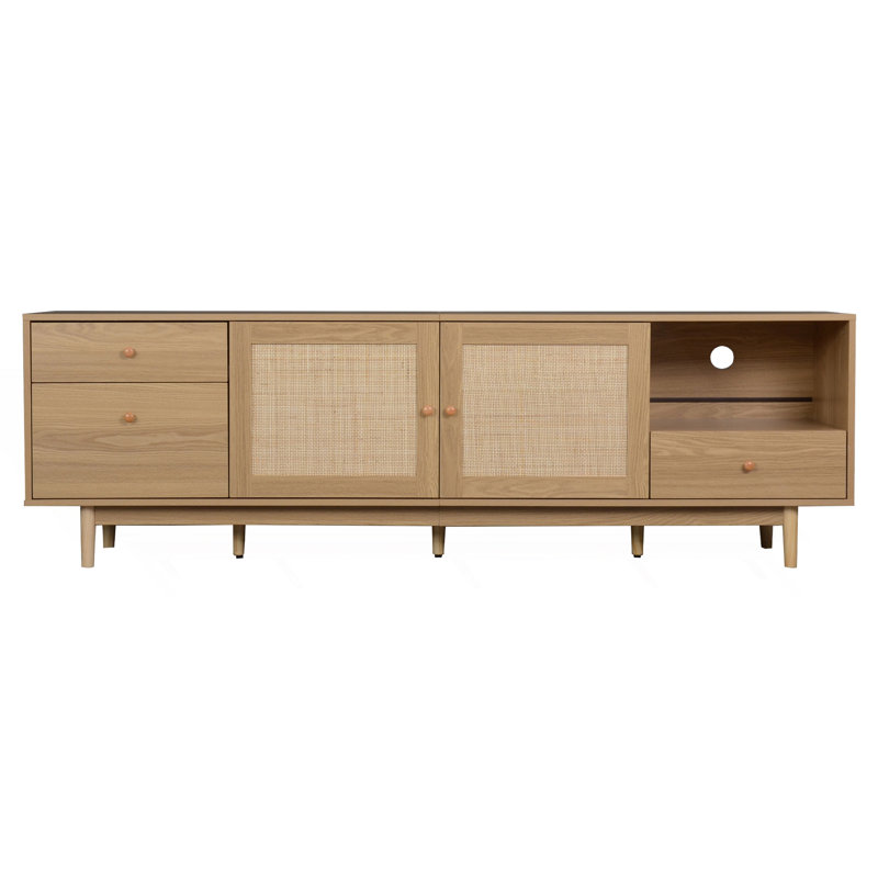 Meuble télé, meuble télé avec rangement ouvert et tiroirs Boho