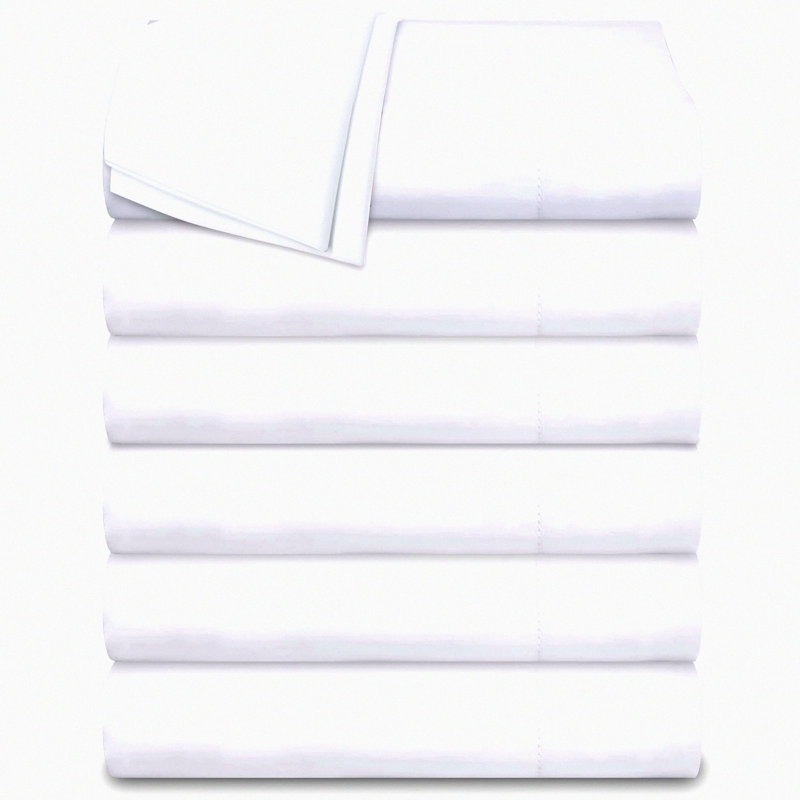 Cotton Comfort 6-Pack Flat Sheets - Twin Size 66x104 Inches, 200 Thread Count Hospital Bed Linens