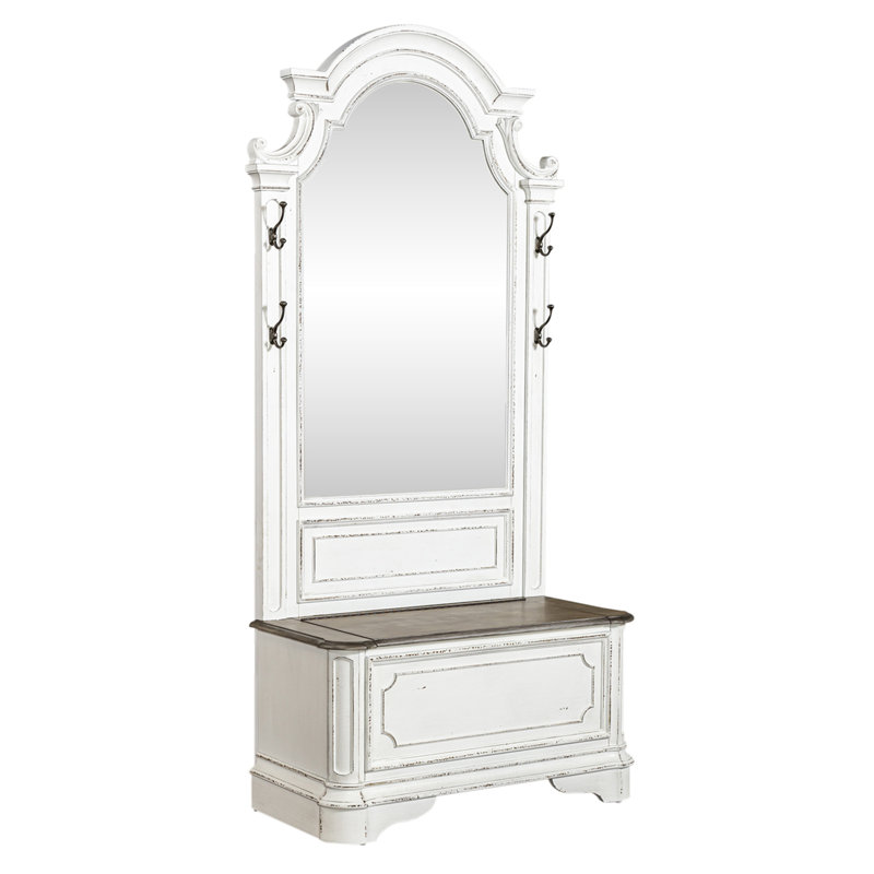 Colchester 38" W Hall Tree with Lift-Top Storage Bench and Beveled Mirror