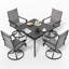 Ensemble de salle à manger de patio 5 pièces Wishon avec 4 chaises pivotantes Textilene