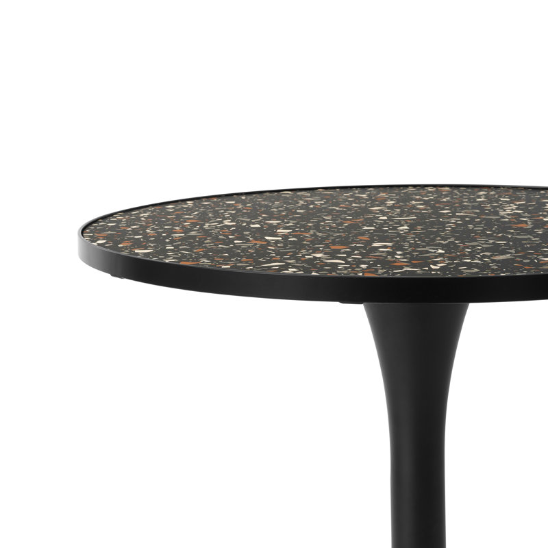 Seniqua Round Metal Base Dining Table, Black