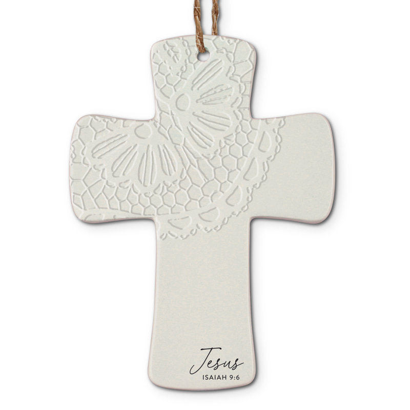 Ornement de Noël croix dentelle Jésus