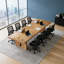 Ensemble de table de conférence en bois massif industriel moderne et 8 chaises de bureau ergonomiques-94357495