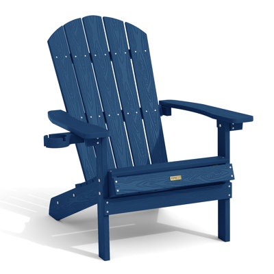Outdoor Adirondack Chair with Cup Holder All-Weather HIPS Patio Chairs for Lawn, Garden, Fire Pit, Backyard