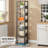 74.8" H x 13.39" W Wooden and Metal Stainless Steel Etagere Bookcase-196204864-196204866
