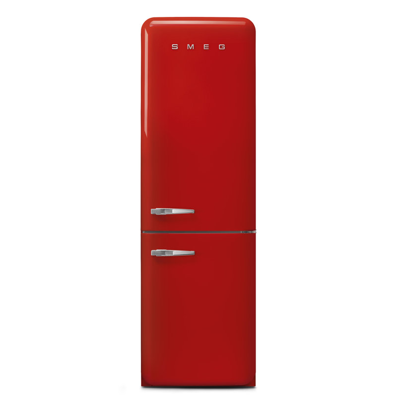 SMEG 50s Style 24" Bottom Freezer 12.8 cu. ft. Energy Star Refrigerator, Red, Right