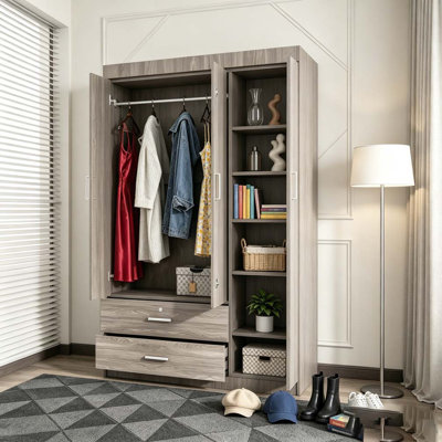 3-Door Wardrobe with 2 Drawers