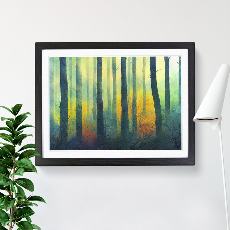 Forest In Colour - Single Picture Frame Print, 34cm H x 46cm W x 2cm D, Black