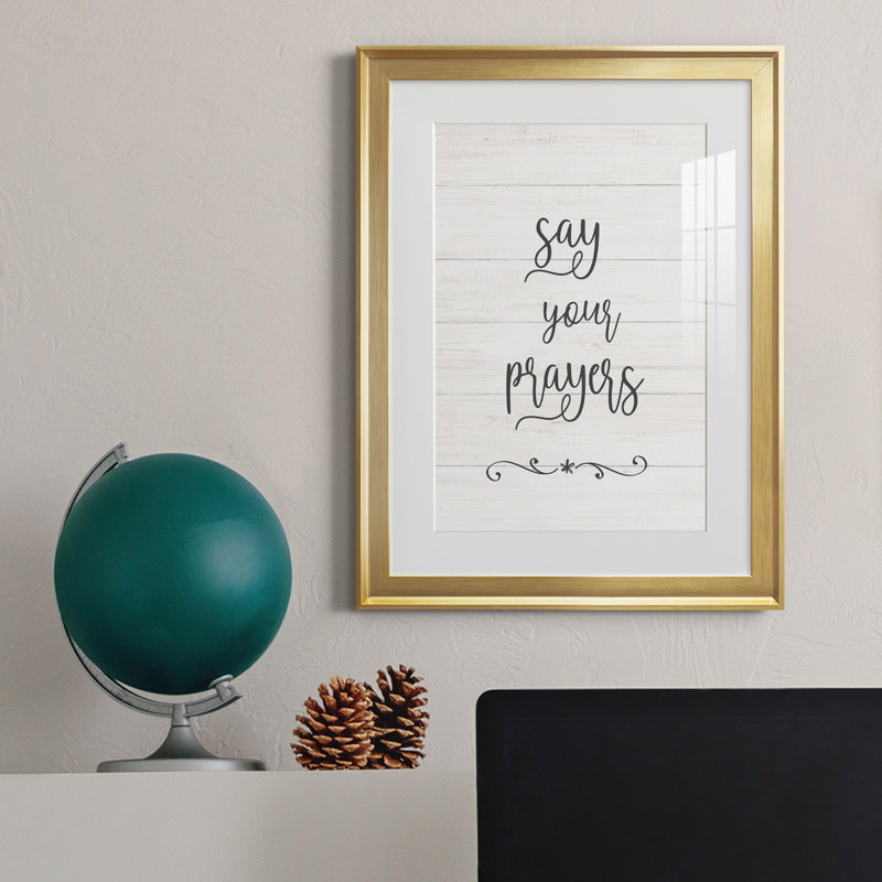 Say Your Prayers - Art textuel avec cadre photo, H 22,5 po x l 30,5 po x P 1,5 po, Or