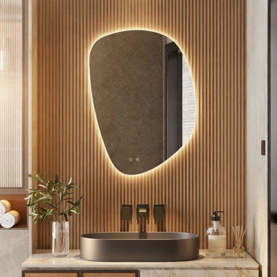 Miroir de salle de bain mural à DEL 24 "x 34" avec désembueur, luminosité et température réglables Cora