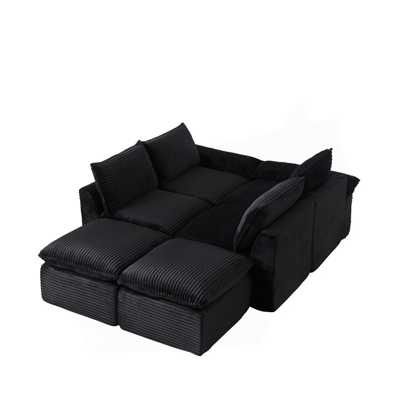 Canapé moderne en velours côtelé avec rembourrage en éponge haute densité pour un confort ultime et une assise modulaire élégante.