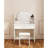 Adjustable Mirror One Drawer Vanity Table, Spacious And Shelves, Comfortable Seating, Modern White Look, Particle Board + , 15.55 In Width, 49.4 Height Table With Drawer, Mirror, Design, Ancient