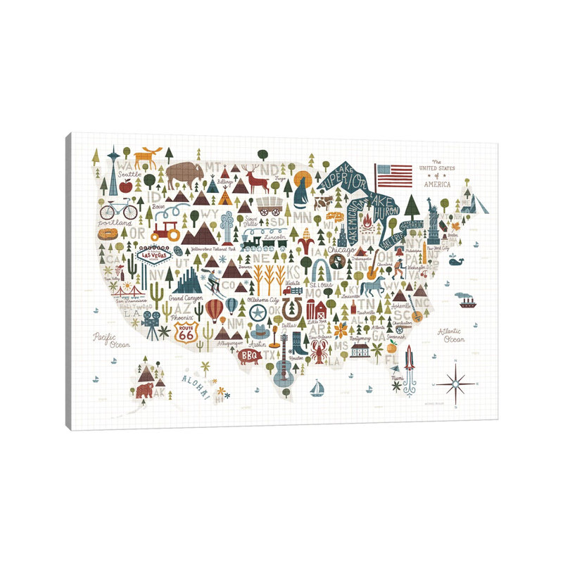 Impression sur toile tendue illustrée «USA Warm», H 18 po x l 26 po x P 1,5 po