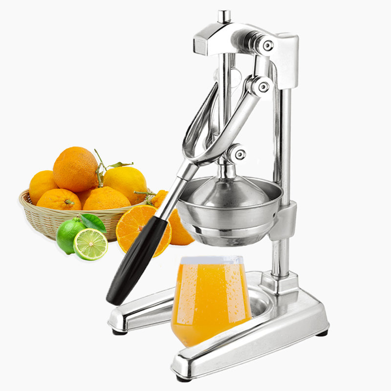 Courant Cast-Iron Professional Hand-Press Citrus Juicer, Heavy-Duty Orange and Lemon Squeezer, Stainless Stee, Chrome