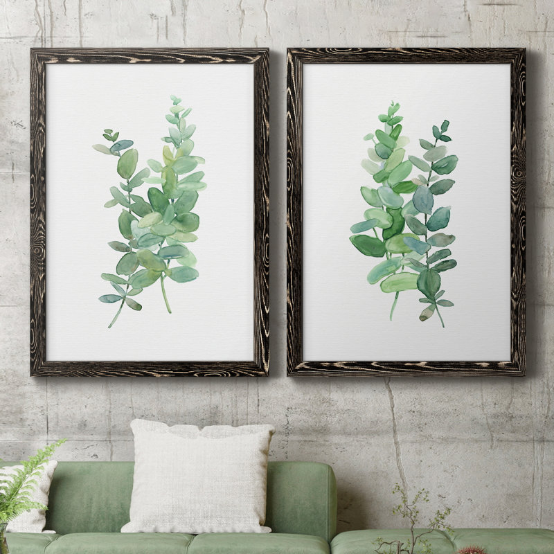 Eucalyptus I - ensemble de 2 reproductions d'art sur toile, H 24 po x l 36 po x P 1,5 po, Cadre noir