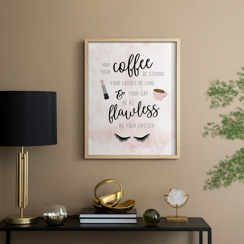 «May Your Coffee Be Strong», reproduction encadrée - bois massif, Naturel, H 15 po x l 12 po