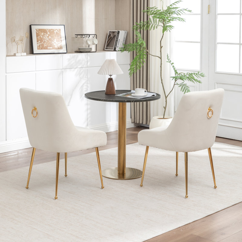 Chaise d'appoint rembourrée en velours Mayreli, Beige