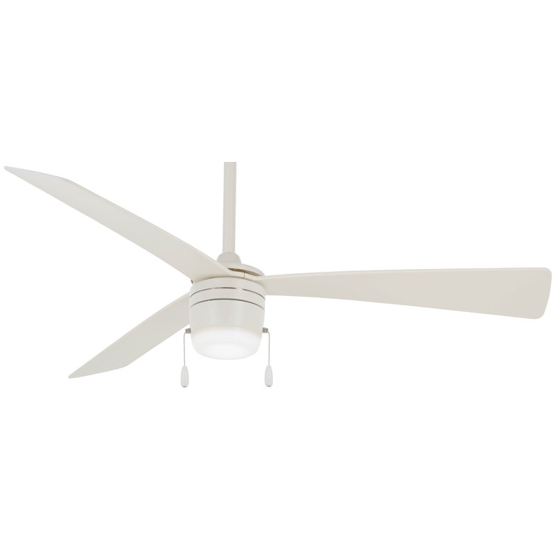 44" 3 - Blade Standard Ceiling Fan with Pull Chain and Light Kit Included, Flat White