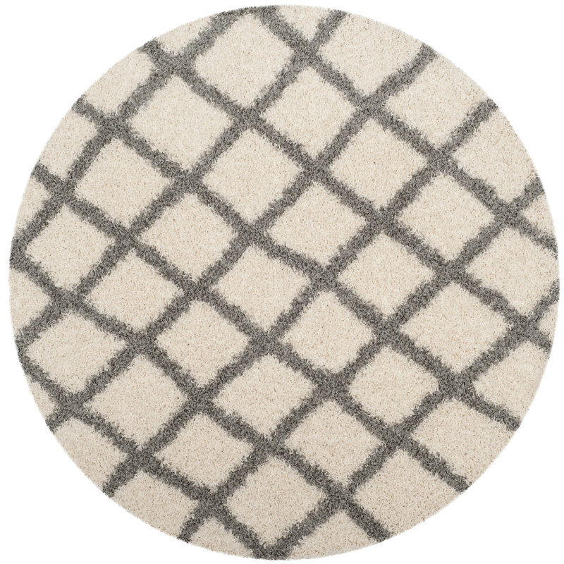 Lapidge Geometric Ivory Area Rug, Round 6'