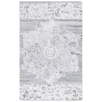 Abstract Hand Tufted Wool With Cotton Cloth Backing Floral Rug