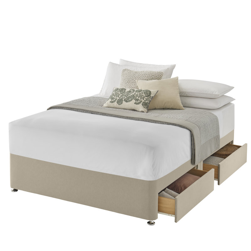 Silentnight upholstered premium Divan bed - base only, Kingsize (5'), 4 Drawers, Sand