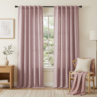 Rideaux filtrant la lumière en rose, 84 po de long, onglet à dossier ferme et rideaux à passe-tringle pour le salon ou la chambre à coucher, l 52 po x L 84 po, ensemble de 2