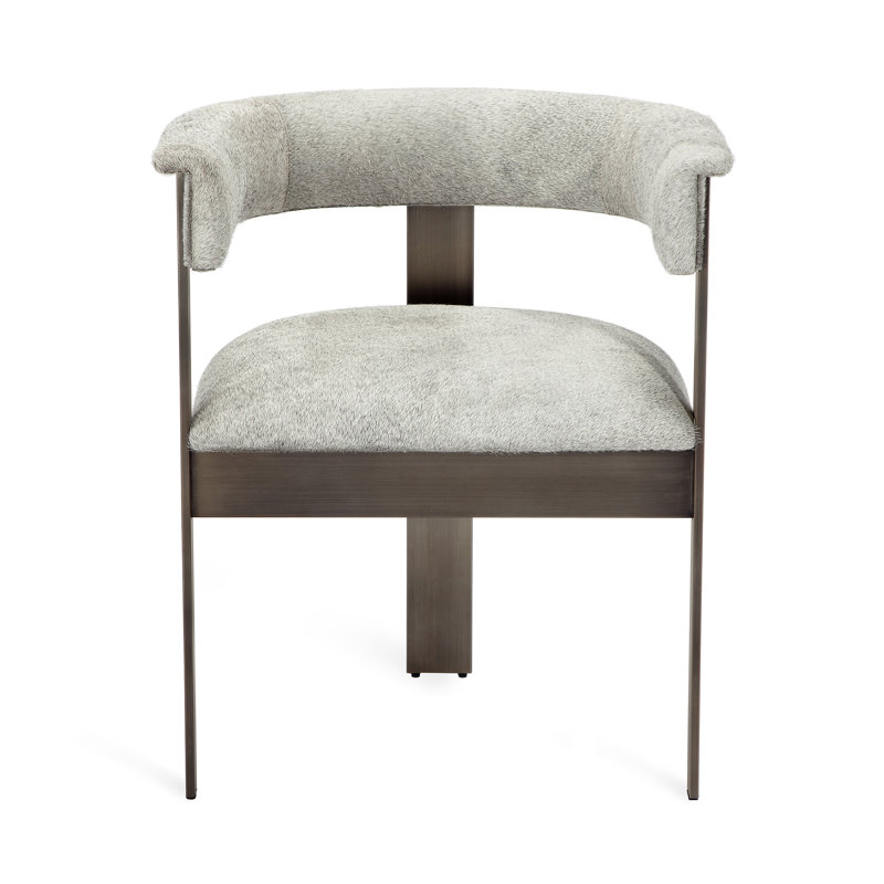 Darcy Upholstered Arm Chair, Antique Bronze, Genuine Leather Natural Gray