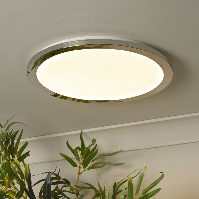 Glass LED Flush Mount, Polished Chrome, 30cm H x 400cm W x 400cm D