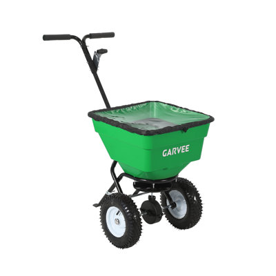 Heavy Duty Tow Behind Broadcast Spreader for Lawn & Garden 130LBS Capacity 30 Adjustable Settings  Global Hitch 9.8ft Spreading Width Fertilizer, Seed, Salt & Ice Melt – Powder-Coated Steel 125L green