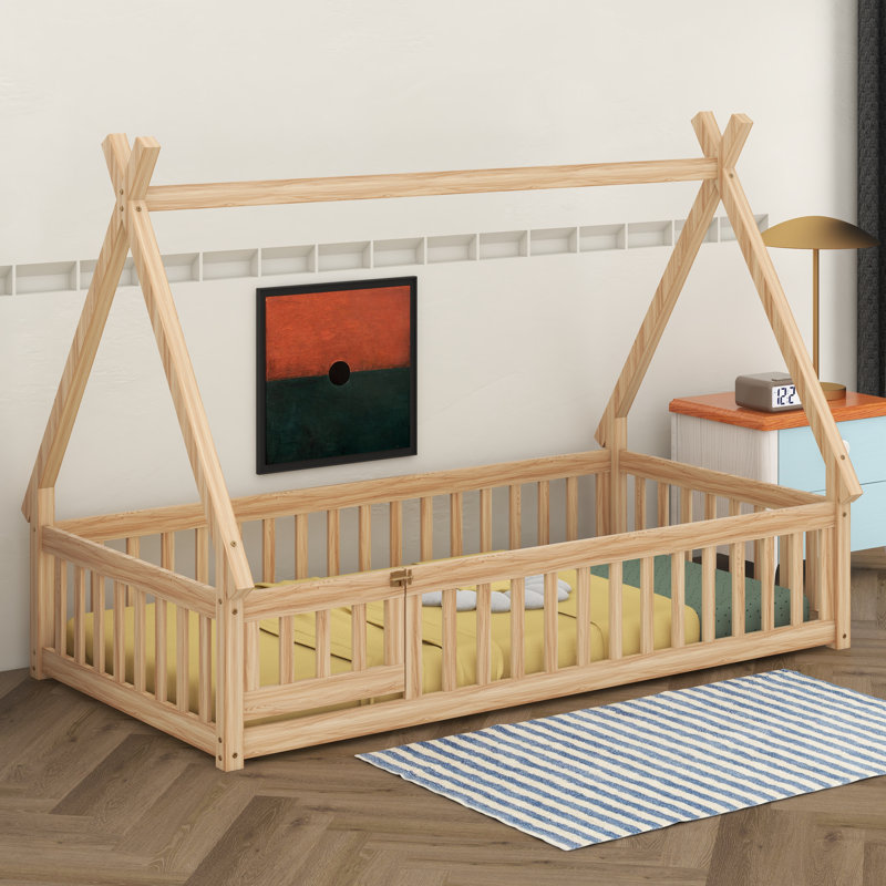Aggappora Slat Bed, Natural, Twin 1