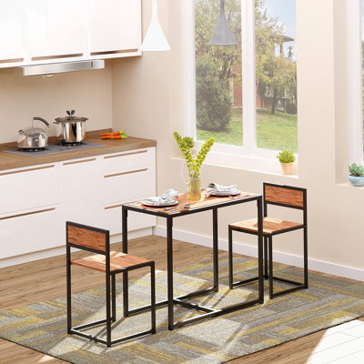 3-Piece Industrial Dining Table Set For 2 People, Including Kitchen Table And Comfortable Chairs For Enjoying Meals And Leisure Time