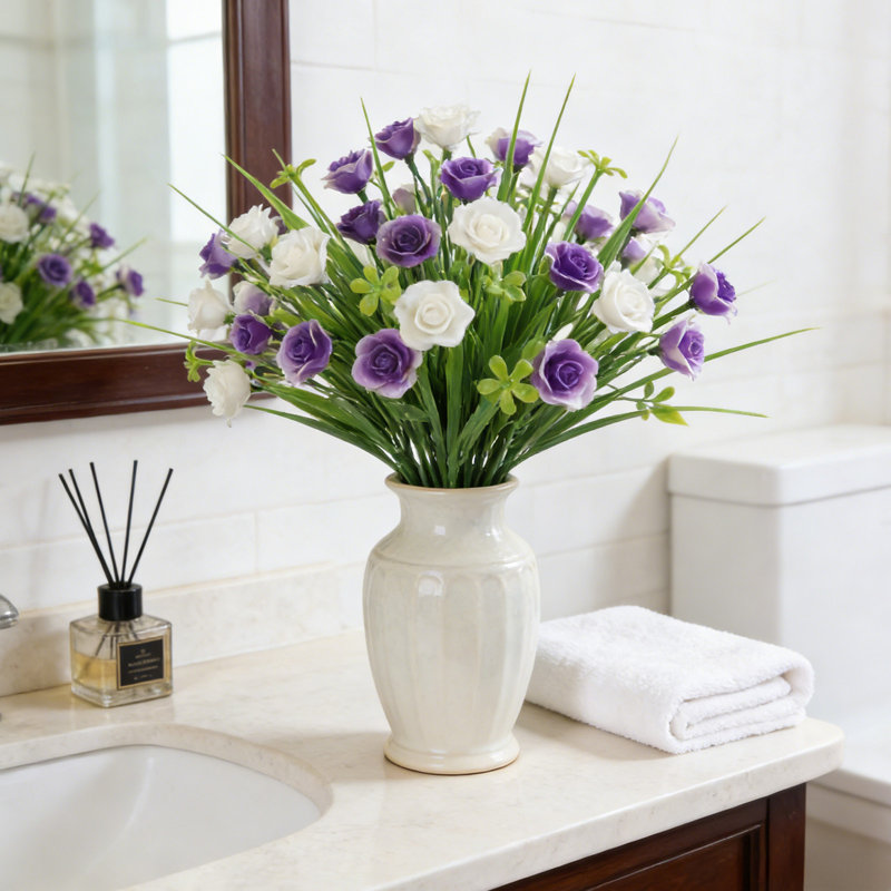 Fleurs artificielles Spring Grass Roses, Purple