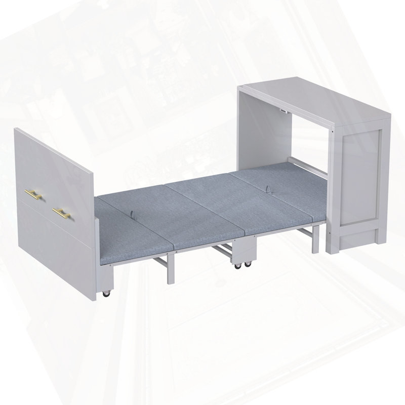 Lit simple escamotable, gris