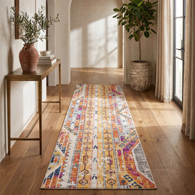 Tapis jaune à motif abstrait Kymiere