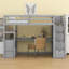 Lit mezzanine avec bureau et tablettes, deux tiroirs intégrés, escalier de rangement-786611641