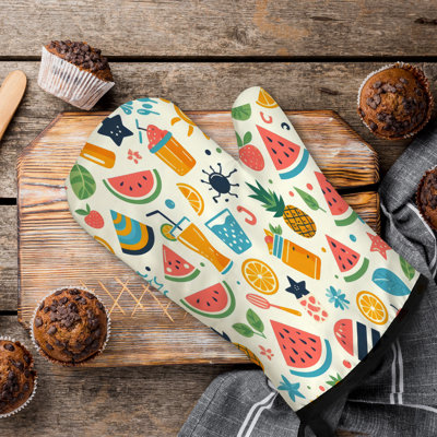 Nostalgic Summer Scenes Oven Mitt Cotton Twill
