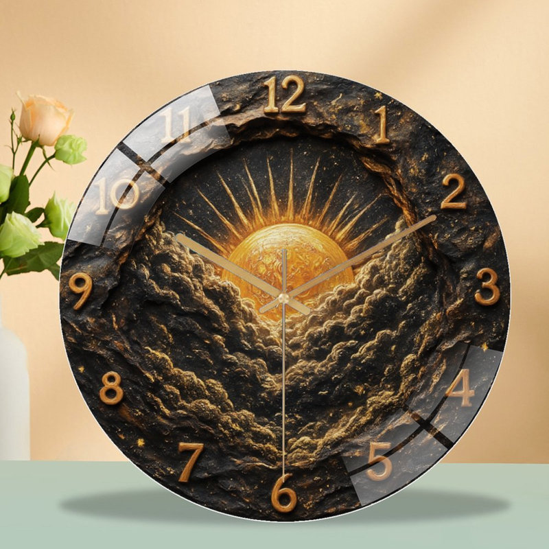 Horloge murale en verre Sunburst